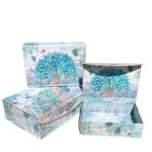 Pooch & Sweetheart Celestial Peacock Decor Flip Top Nesting Boxes (67350N), 3 ct